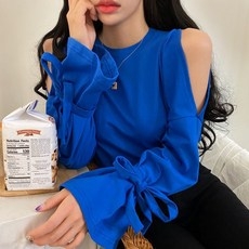 돌즈 어깨트임 리본소매 티셔츠