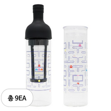 하리오 PAC MAN 콜드브루 커피세트 FIC-70-PAC, 블랙 + 화이트, 9세트