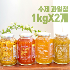 수제청 수제과일청 청귤 유자 패션후르츠 에이드 1+1 2가지맛, 1박스, 유자차1kg+자몽차1kg