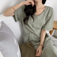 마일리지 린넨브이넥반팔원피스 20BOP008