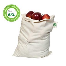 Food Grade Bulk Storage Bags - Reusable - Organic Cotton Fabric Produce Drawstring Bags - Organic Co, 개1개 - 오가닉스포리지