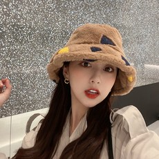 여성 겨울 램스 울 벙거지 모자 여자 버킷햇 레어 패치워크 방한 양 털 캡 얼굴가리는 썬캡