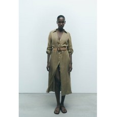 ZARA 가을 여성 린넨 벨트 셔츠 드레스 3040