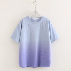 그라데이션 학생 상의 여 라운드 반팔 여자봄옷 여자 티셔츠