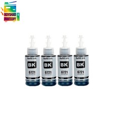 엡손 T672 T6724 리필 잉크 L 0 L L 30 L20 L2 L200 L655 L605 L 455 L380 L385 L383 L485 용 70ml, 4 Black