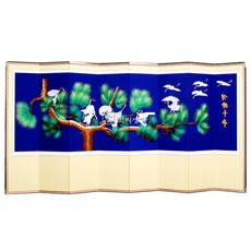 송학연결 8폭남색 자수병풍＋(특허)버팀고무 고정장치증정/병풍/제사용병풍
