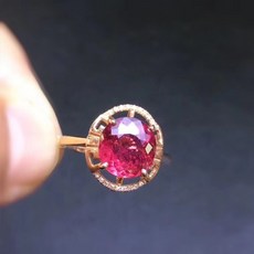 천연 전기석 반지 18k 골드 일치 자연 남아 프리 카 공화국 다이아몬드 맨 손으로 돌 2.66ct 사양 8.8*8.3mm 통로 조정|반지|