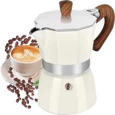 BOMPCAFE 커피메이커 에스프레소 모카포트 모카 포트 300ml-6컵 메이커 이탈리안 스토브탑 커피 메이커 퍼콜레이터 알루미늄 사용하기 쉽고 청소하기 쉬운 캠핑용 홈 |, 6컵, 하얀색