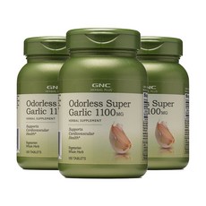 GNC [3개 SET] 허브 오더리스 슈퍼 갈릭 1100mg 100정 (타블렛) Odorless Super Garlic 1100mg 100tabs, 1개