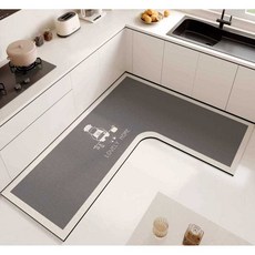 ㄱ자 주방매트 싱크대발판 모서리 발매트 인테리어 카페트 규조토, 50.100x150x45cm카툰-1HZ-우L