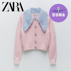 ZARA 자라 핑크 인형 쥬얼리 버튼 니트 가디건