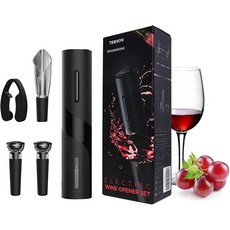 TEBIKIN 테비킨 전기 와인 오프너 진공 와인 스토퍼 코크스크류 에어레이터 세트, Rechargeable Wine Opener Gift