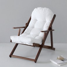 바퀴달린집 의자 접이식 안락의자 고무나무 원목(브라운) 1인용 릴렉스 휴식 캠핑 SNUG, 아이보리, 1개