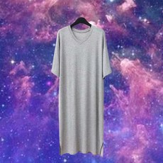 남자 모달 V넥 반팔원피스 치마잠옷 홈웨어