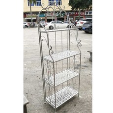 컨츄리 카페 쉐비 빈티지 철제 화분 책꽂이 펀칭 선반, 화이트