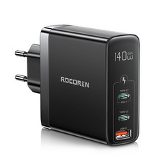 Rocoren-140W GaN USB C 타입 충전기 PD 3.1 빠른 충전 QC 4.0 3.0 맥북 프로 아이폰 14 샤오미 고속, Black, 02 US