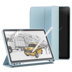 신지모루 스마트커버 애플펜슬 수납 태블릿PC 케이스 + 종이질감 액정보호 필름 세트