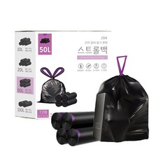 스트롤백 끈 달린 검정 비닐 봉투 배달 묶기 편한 끈있는, 72개, 50L 72개, 50L