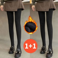 알뜰마루 따뜻 쫀쫀한 여성용 방한 기모 레깅스 스타킹 유발 2P 세트