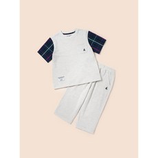 백화점매장정품 빈폴키즈 BEANPOLE KIDS 체크매치 반소매 상하 세트 라이트 그레이 (BI42U052)