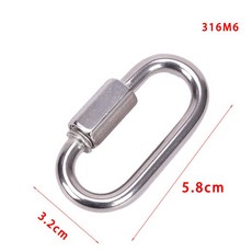 캠핑 Carabiner 스테인레스 스틸 체인 빠른 링크 해양 타원형 스레드 Carabiner 체인 커넥터 키 체인 버클 잠금, 디