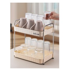 에스와이라이프 컵건조대 화장품수납 욕실 주방수납선반, 1개, 화이트, 2단