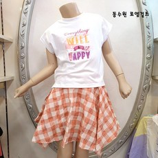[로엠걸즈} 21년 여름신상품 NEW !!! 상하복 2가지컬러 SALE!!! [29 900] 반팔티+체크 치마바지 세트_동수원