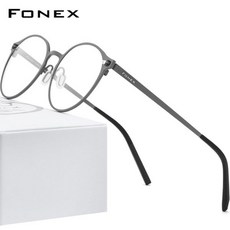 FONEX 티타늄 안경 프레임 여성 레트로 라운드 남자 차단skid Screwless 8530