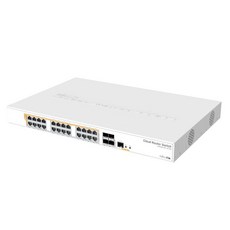 Mikrotik CRS328-24P-4S+RM 24포트 기가비트 이더넷 라우터/스위치 1U 랙 마운트 케이스에 10Gbps SFP+ 포트 4개 듀얼 부트 및 PoE 출력 500, 1개