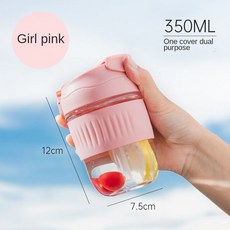 350/500 ML 이중 마시는 컵 유리 뚜껑 고온 내성 물 여성 빨대 휴대용 커피 차, 02 Pink-350ML_01 As Picture