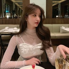 조정 같은스타일 홍콩무드 인싸템 광송곳 이너티셔츠 벨벳 커버 여성 겨울