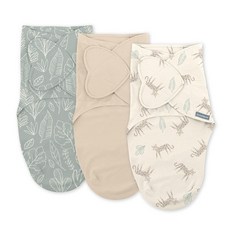 SwaddleMe Ingenuity 모노그램 컬렉션 아기 포대기 100% 면 수면 개선 및 놀라운 반사 진정 0-3개월 쉬운 교체를 위한 포켓 폴드 디자인 1.0 TOG, Born Free