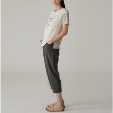 올리비아로렌 여성용 배색 원포인트 프린트 반팔 티셔츠 VVBASXM5181