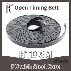 스틸 코어 블랙 오픈 타이밍 벨트 폴리우레탄 PU HTD3M 동기 3M 너비 9mm 10mm 15mm~40mm(787956), 15)12mm - 1M - Black, 1개