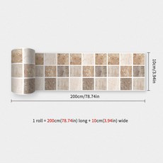 욕실 허리 라인 벽 스티커 방수 껍질 & 스틱 아트 벽화 Backsplash 주방 사무실 스커트 라인 장식 벽지, 01 BS-MTS006, 01 1 roll 10cmx200cm