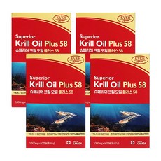 크릴오일 플러스 인지질 58% Krill Oil, 4개, 60정