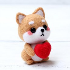 動物造型羊毛氈DIY材料組, 愛心柴犬款, 1組