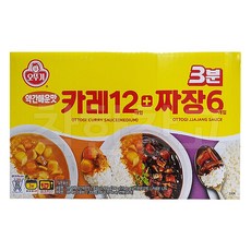 오뚜기 3분 약간매운맛 카레 200g x12개 + 짜장 200g x6개, 1세트