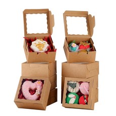 JCXGRVC 100팩 10.2x10.2x5.1cm(4x4x2인치) 쿠키 박스 케이크 파이 미니 번트 시나몬 롤 간식 상자 초콜릿 파티 결혼식 선물, 브라운