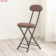 (관부가세포함) 1인용안락의자 Folding chair back home thickened stool Stool chair portable folding chairs computer chair -616801033191, 36 스폰지 두꺼운 갈색 격자one size