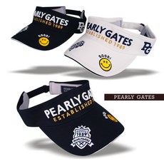 PEARLYGATES 파리게이츠 스마일리 코튼 선바이저 골프 모자, 화이트, 1개