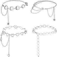 4pcs/set 체인 벨트 여성 드레스 다층 허리 체인 벨트 금속 허리 체인 장 벨트 스커트 체인 벨트