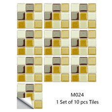 10pcs 대리석 모자이크 타일 벽 스티커 전송 평면 2D 커버 부엌 욕실 껍질 & 스틱 방수 아트 벽화, 10cmX10cmX10pcs, M024