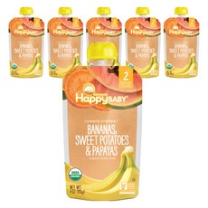 해피베이비 클리어리 크래프티드 어린이 스무디 113g, 바나나 + 고구마 + 파파야(Bananas + Sweet Potatoes + Papayas), 6개