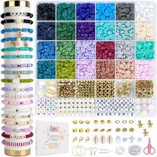 JQEEYGV 5500pcs Clay Beads Bracelet Making kit Friendship Jewelry 24 Colors Flat College Style Polym, L