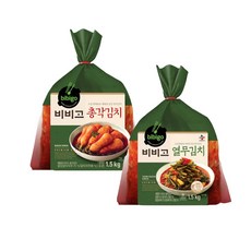 비비고 냉장 총각김치1.5kg 1개+열무김치 1.5kg 1개, 5kg