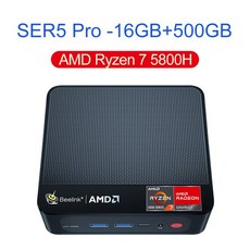 고사양 미니PC 풀세트 Beelink Ryzen 5 5800H SER5 프로 미니 PC Win 11 Pro AMD DDR4 16GB RAM 500GB NVME SSD WiFi6 4, 없음, 2.R7 5800H 16G500G - AMD 5800H