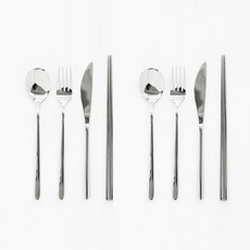 르리에 모던 커트러리 디너 2인 세트, 유광실버, 컬러:유광실버, 1개