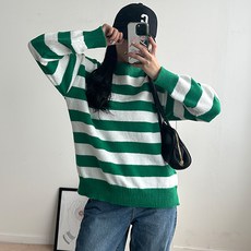 데일로엔 여성 깔끔 스트라이프 긴팔 니트