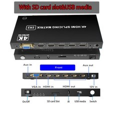 HDMI VGA TV 비디오 월 컨트롤러 프로세서 4K 2x2 HD 스플리터 1x2 1x4 1x3 화면, With SD USB media+AU power